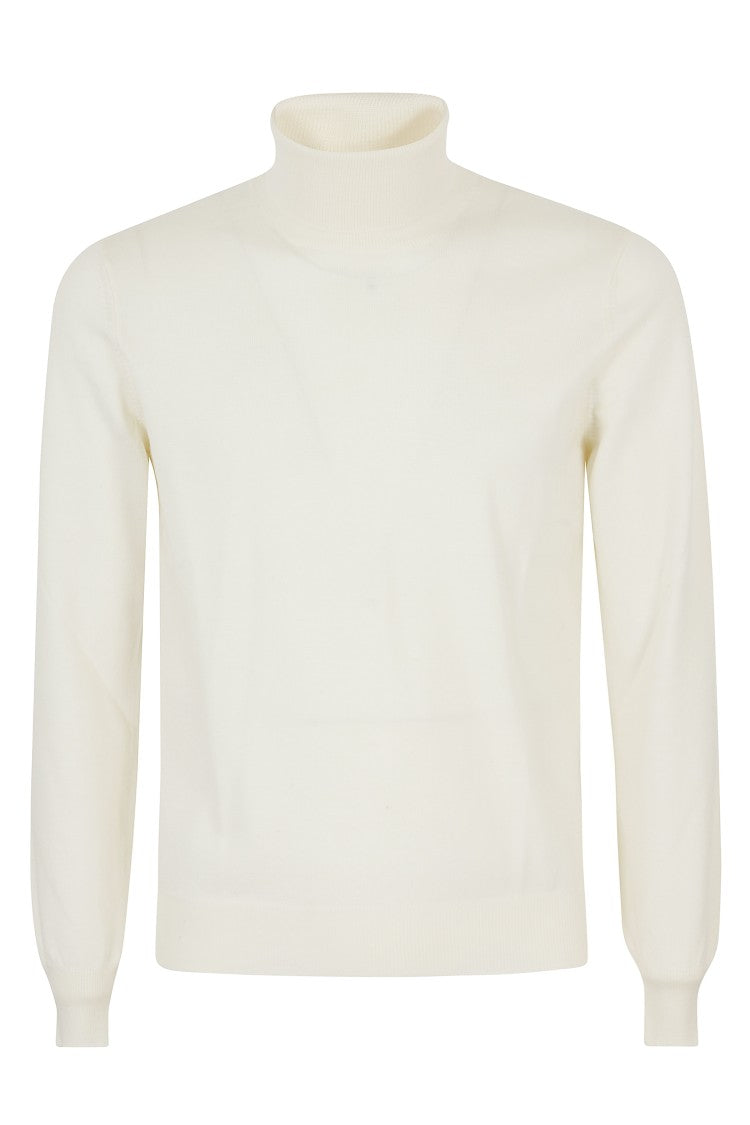 Tagliatore High Neck Cream Virgin Wool Sweater
