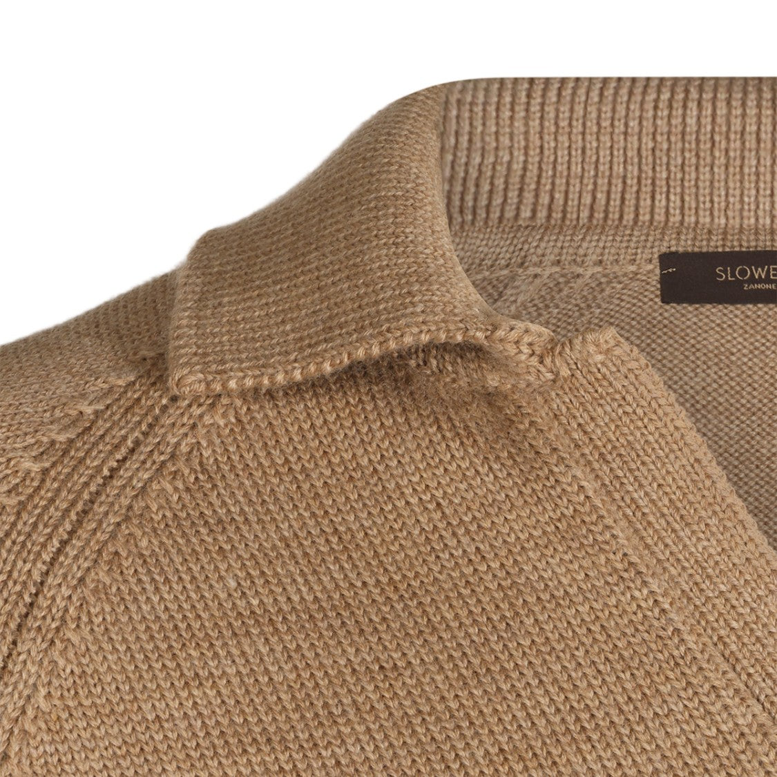 Zanone Relaxed Fit Open Collar Ribbed Knit Sweater