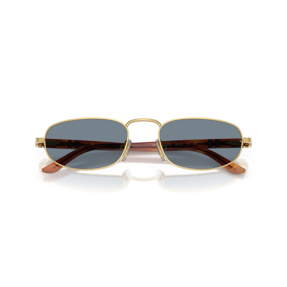 Persol 0Po1028s Rectangular Gold Metal Sunglasses With Tortoiseshell Arms