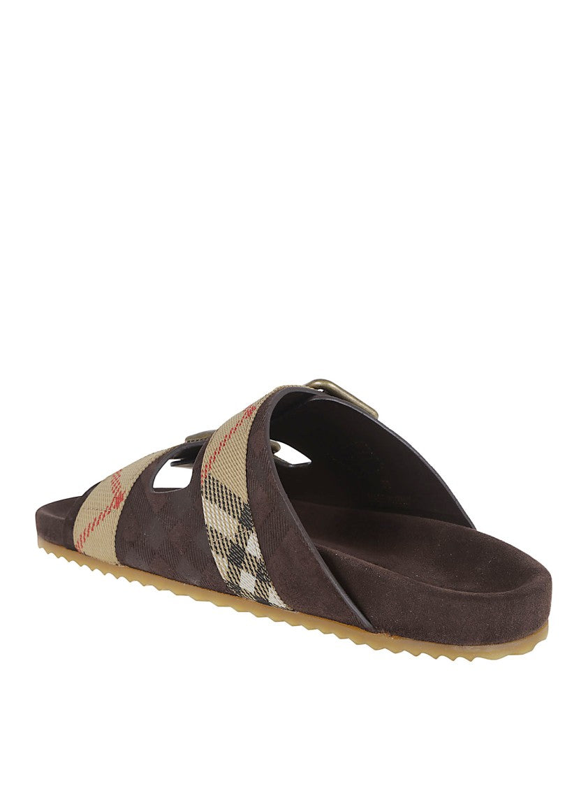 Burberry Double-Buckle Slide Sandals