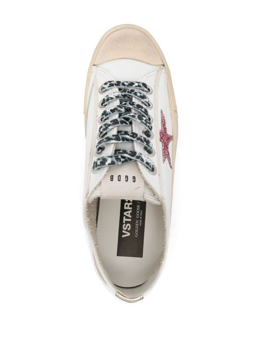 Golden Goose Low-Top Distressed Glittery Star Sneakers
