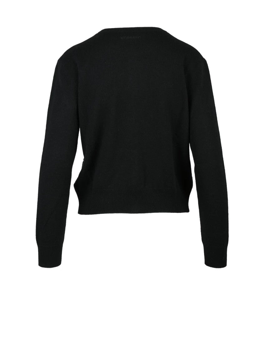 Ermanno Firenze Black Lace Polyester Cardigan