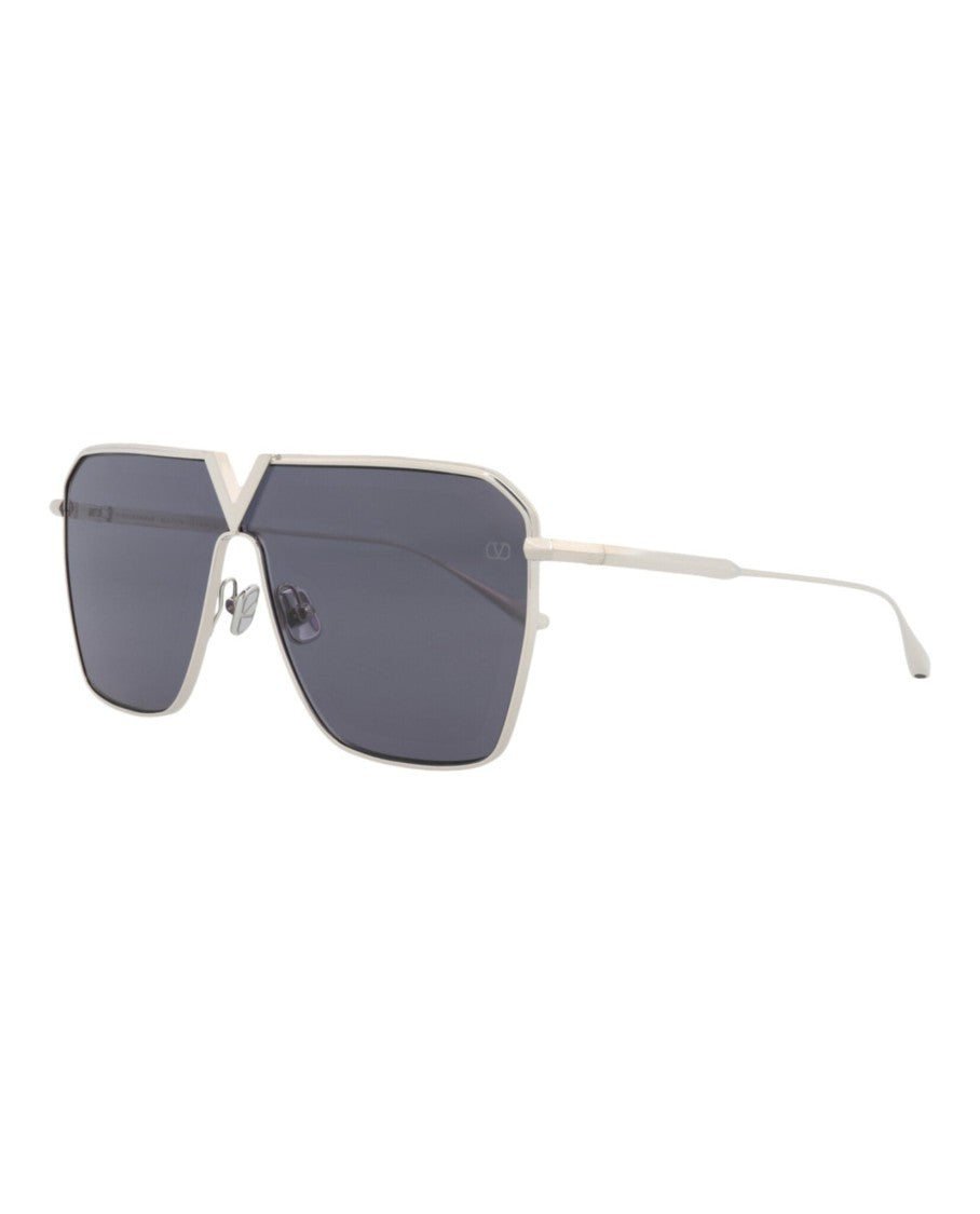 Valentino Aviator-Frame Metal Sunglasses With Unique Geometric Design