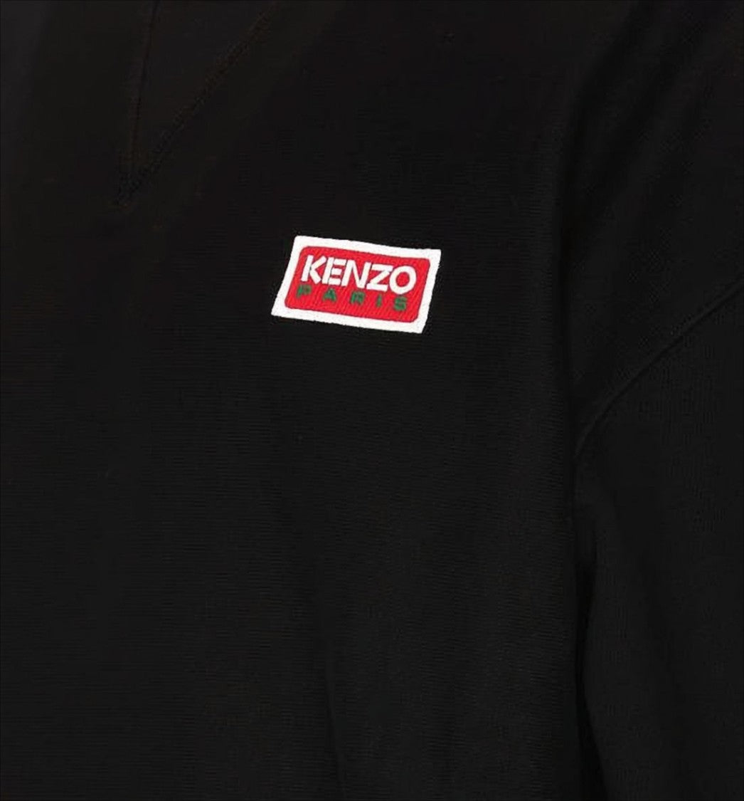 Kenzo Long-Sleeve Black Cotton Jersey Top With Logo Accents
