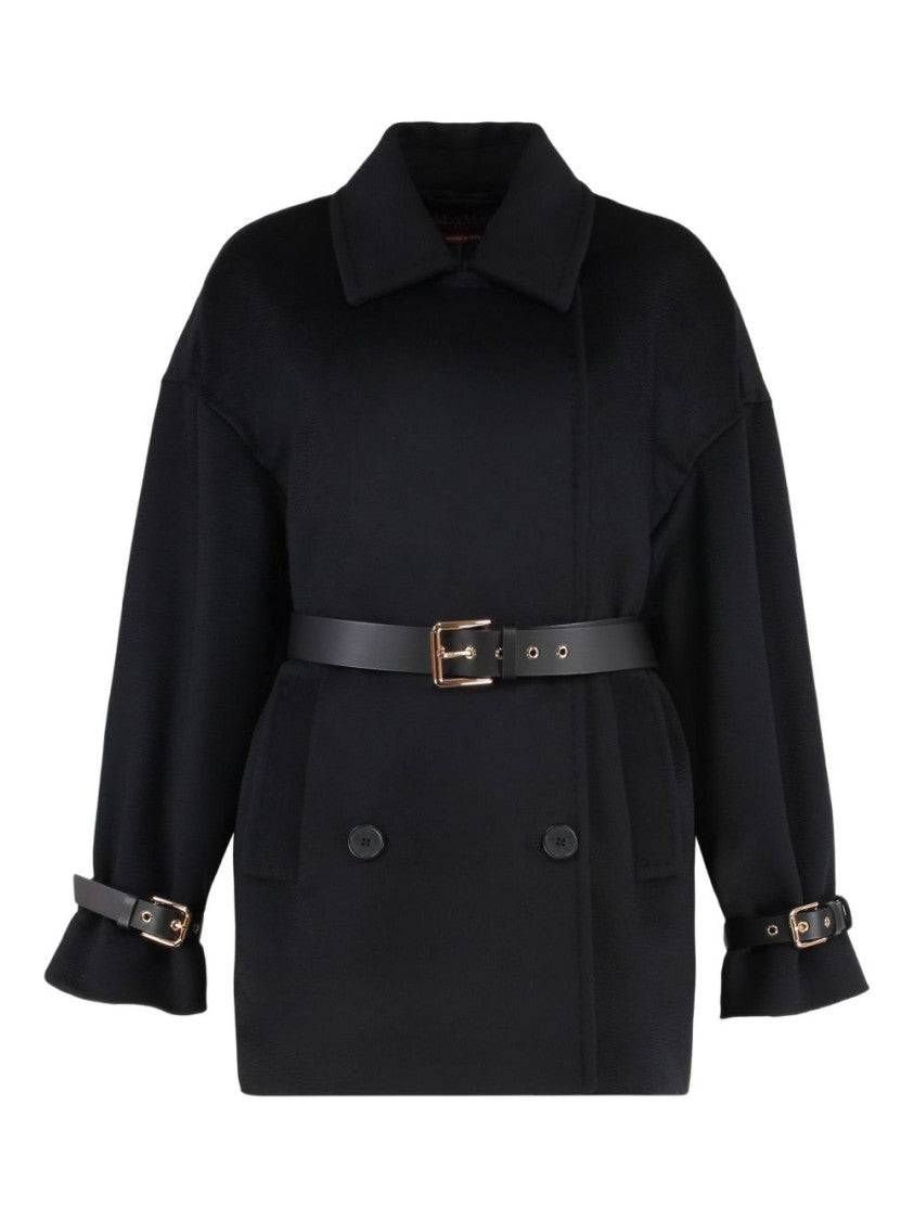 Max Mara Double-Breasted Wool Pea Coat With Belted Waist