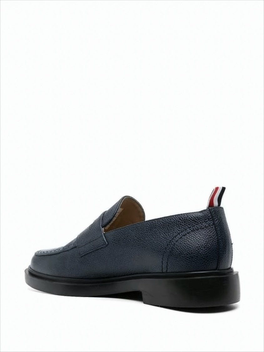 Thom Browne Textured Calf Leather Loafers With Tricolor Accent