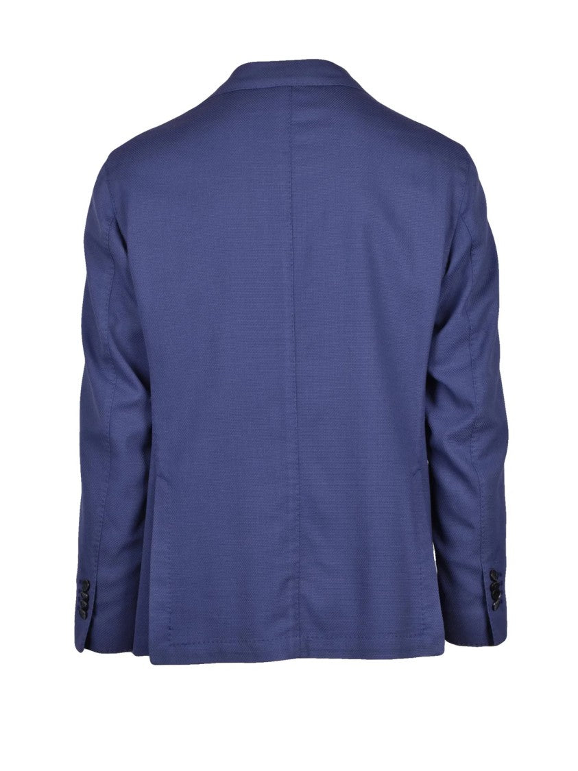 L.B.M. 1911 Indigo Virgin Wool Polyamide Elastane Rounded Blazer