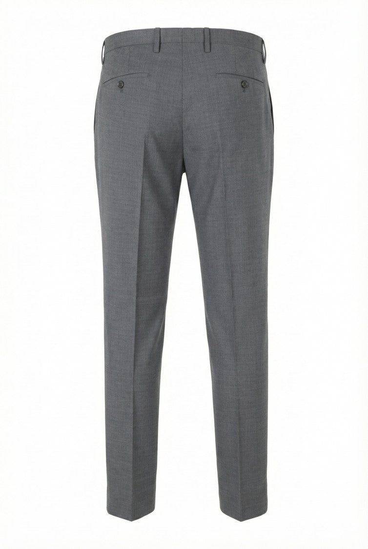 Briglia Gray Plattis Double Darts Wool Straight-Leg Pants