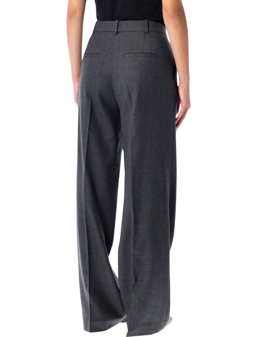 Anine Bing Dark Grey Wide-Leg Wool Trousers