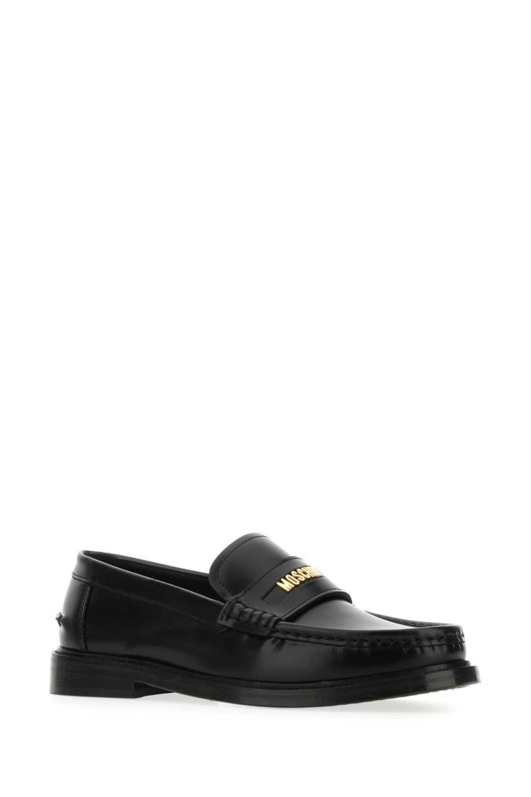 Moschino Black Leather Loafers
