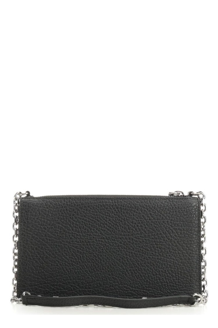 Maison Margiela Textured Calfskin Leather Wallet With Zipper Closure And Chain