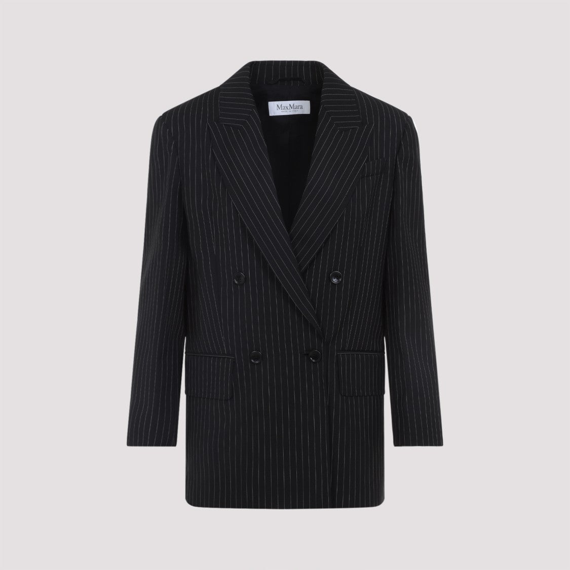 Max Mara Black Virgin Wool Double-Breasted Mattia Jacket