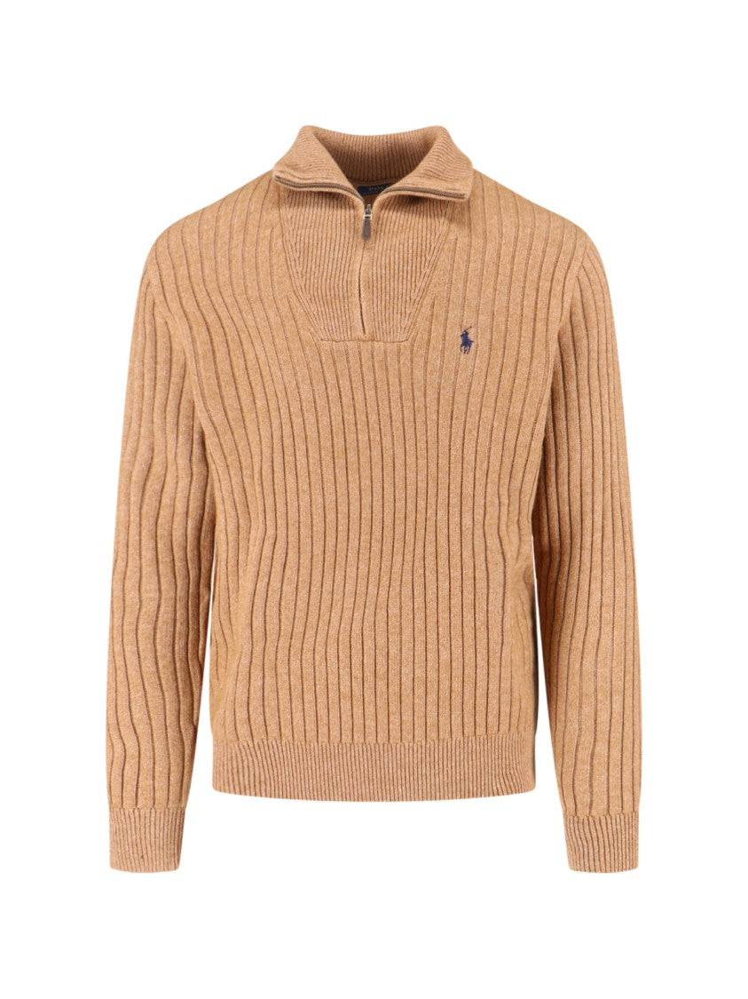 Polo Ralph Lauren Ribbed Logo Sweater – Beige