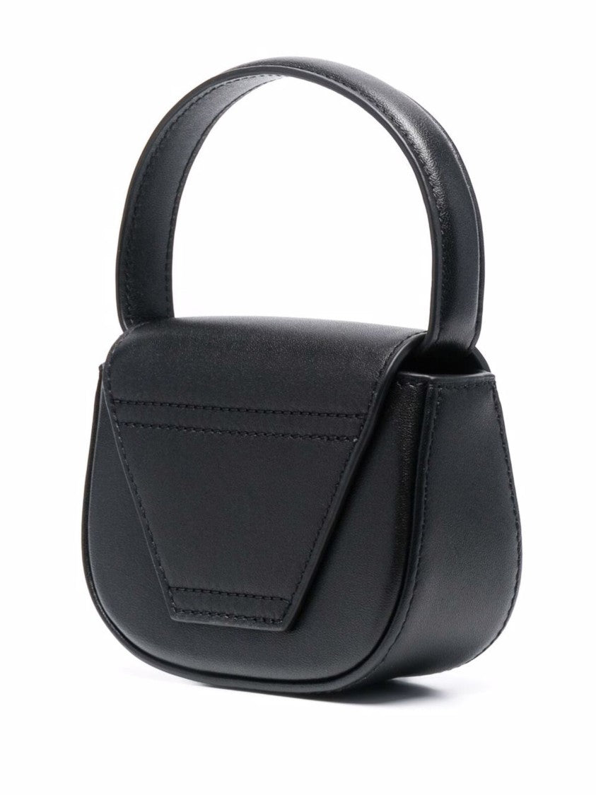 Diesel Compact Black Leather Crossbody Bag With Oval Logo