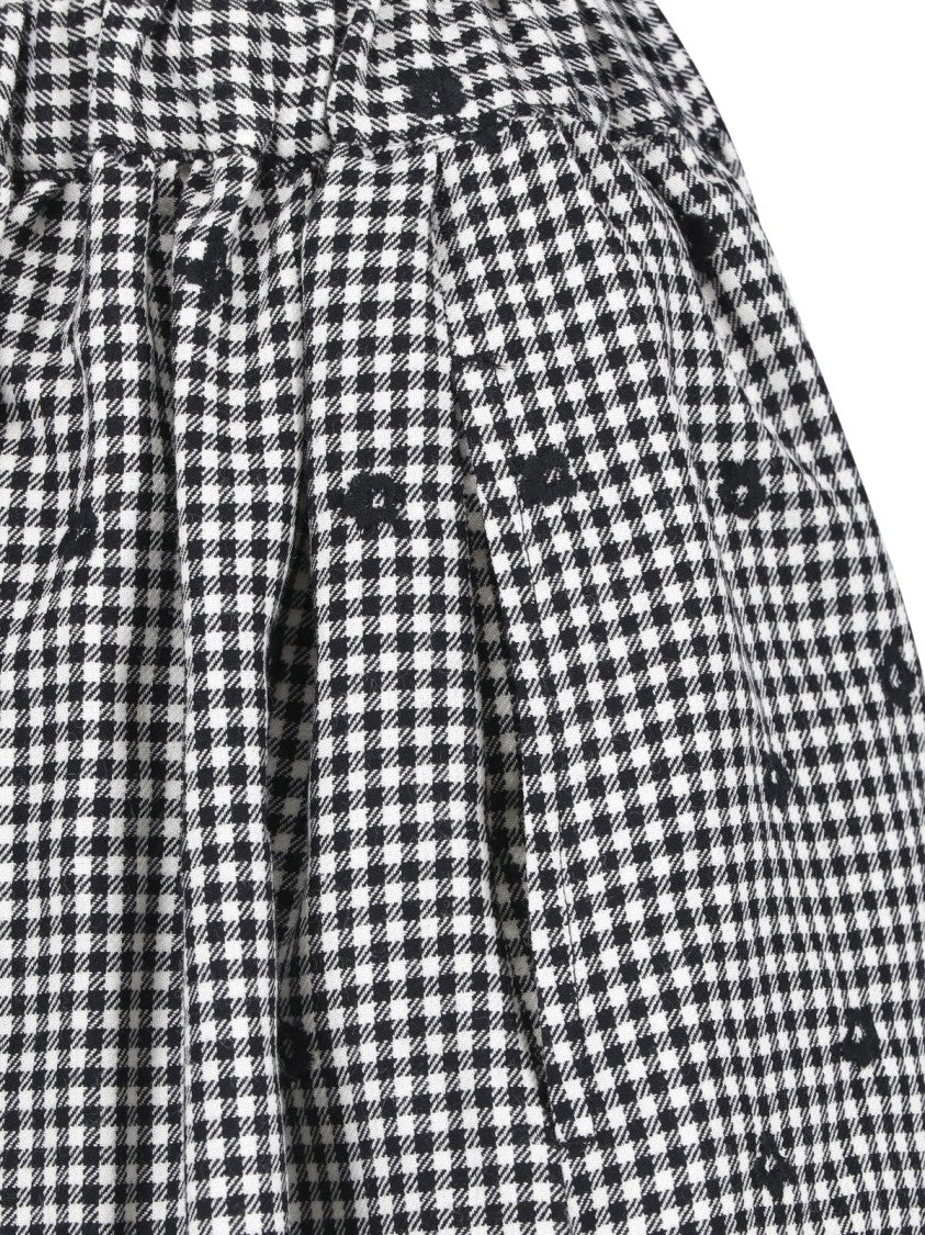 Comme Des Garçons Black/White Gingham Floral Mini Skirt