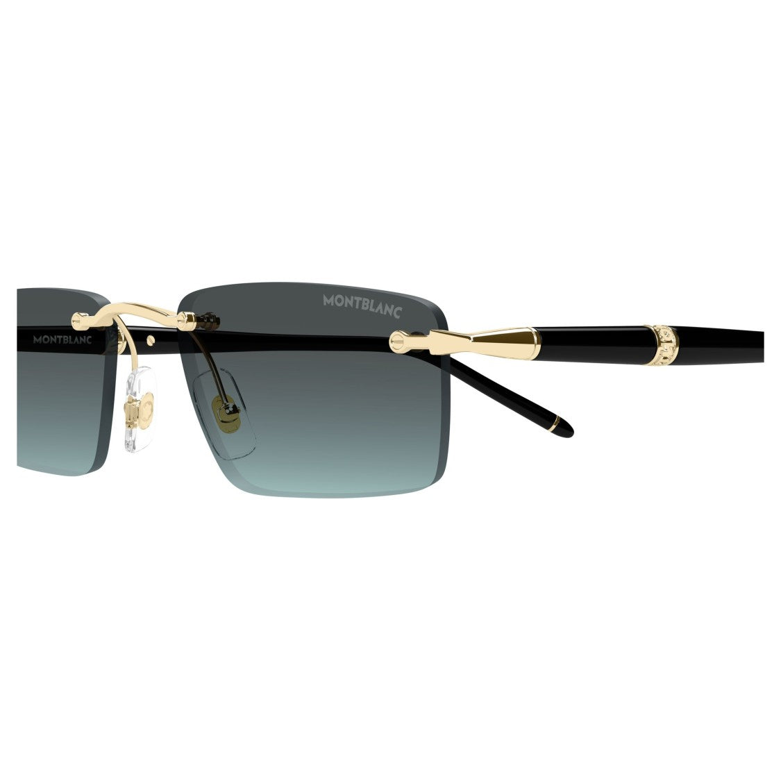 Montblanc Rimless Rectangular Sunglasses With Gradient Lenses And Gold Accents