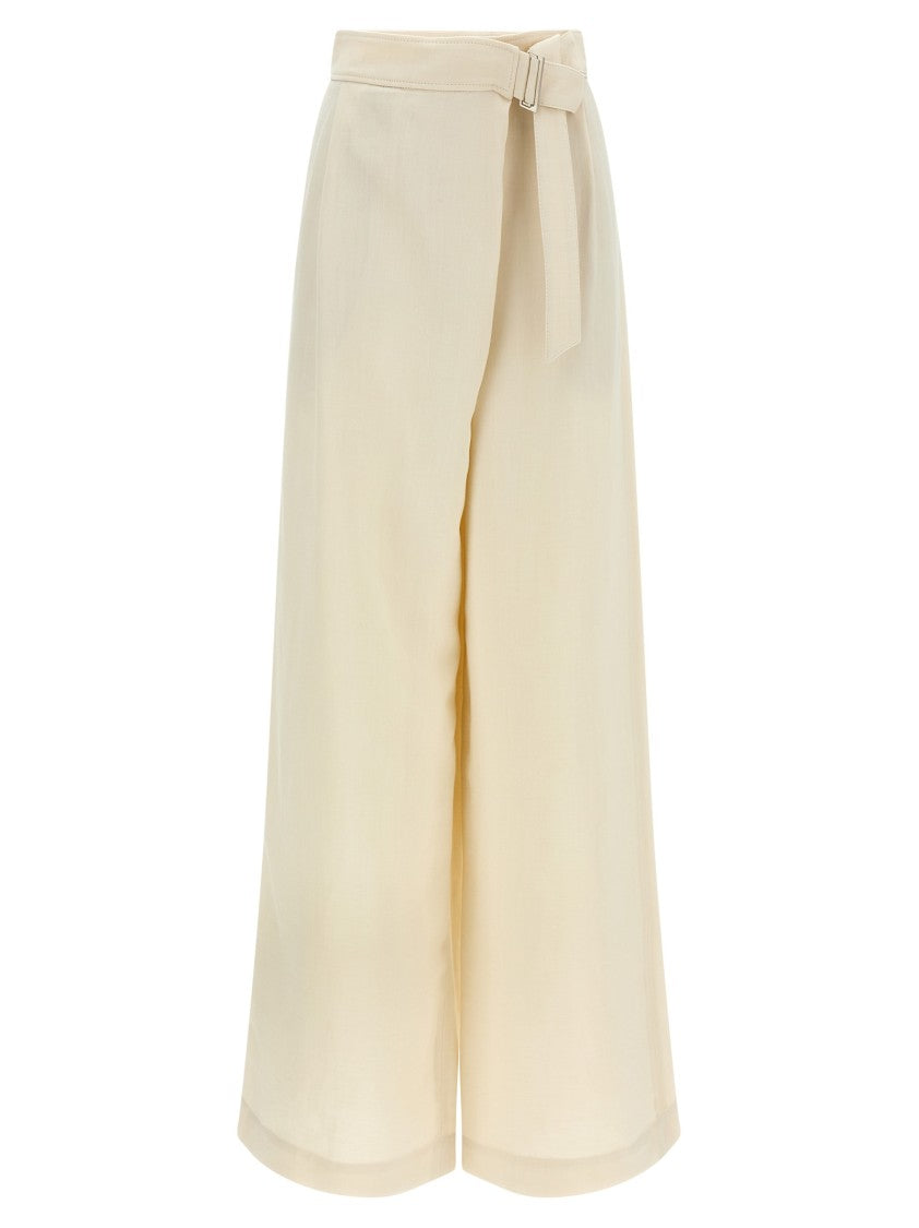 Brunello Cucinelli Linen Blend Crossed Palazzo Pants