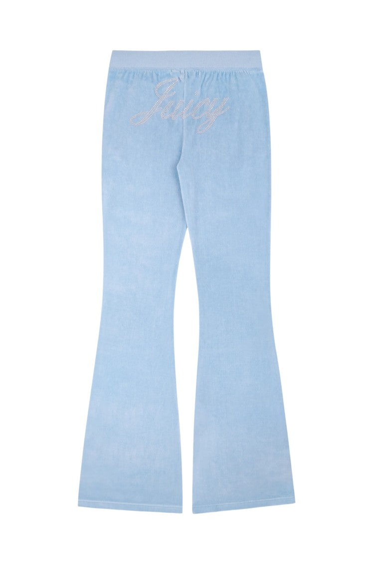 S&R X Juicy Couture Light Blue Crystal Logo Flared Cotton Sweatpants