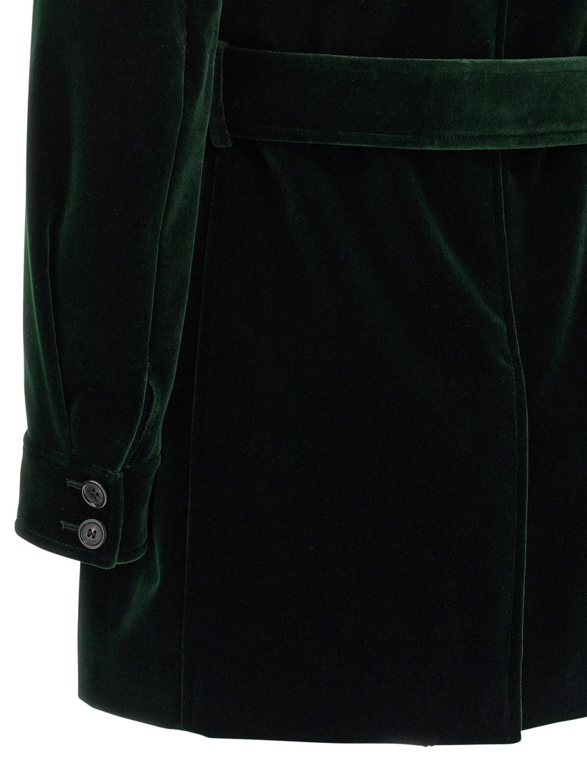 Saint Laurent Saharan Velvet Jacket With Front Button Closure