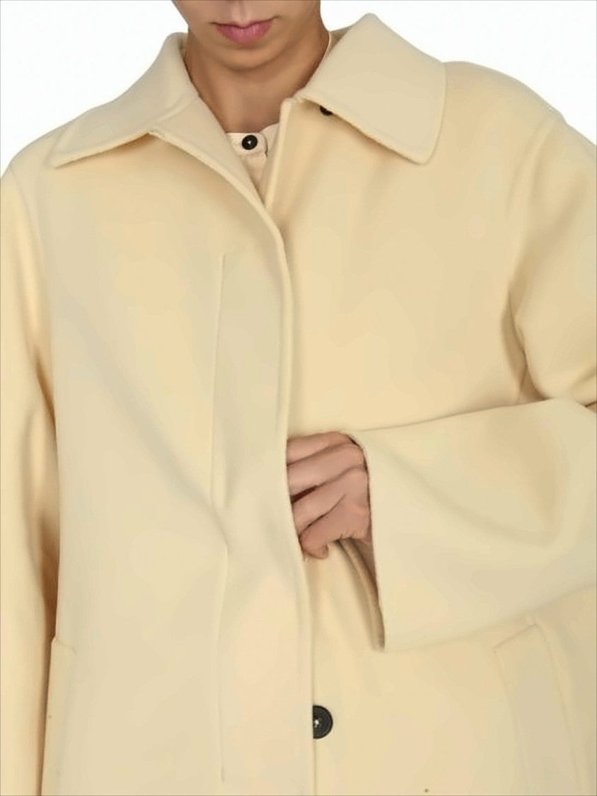 Jil Sander Minimalist Oversized Wool Coat With Concealed Closure