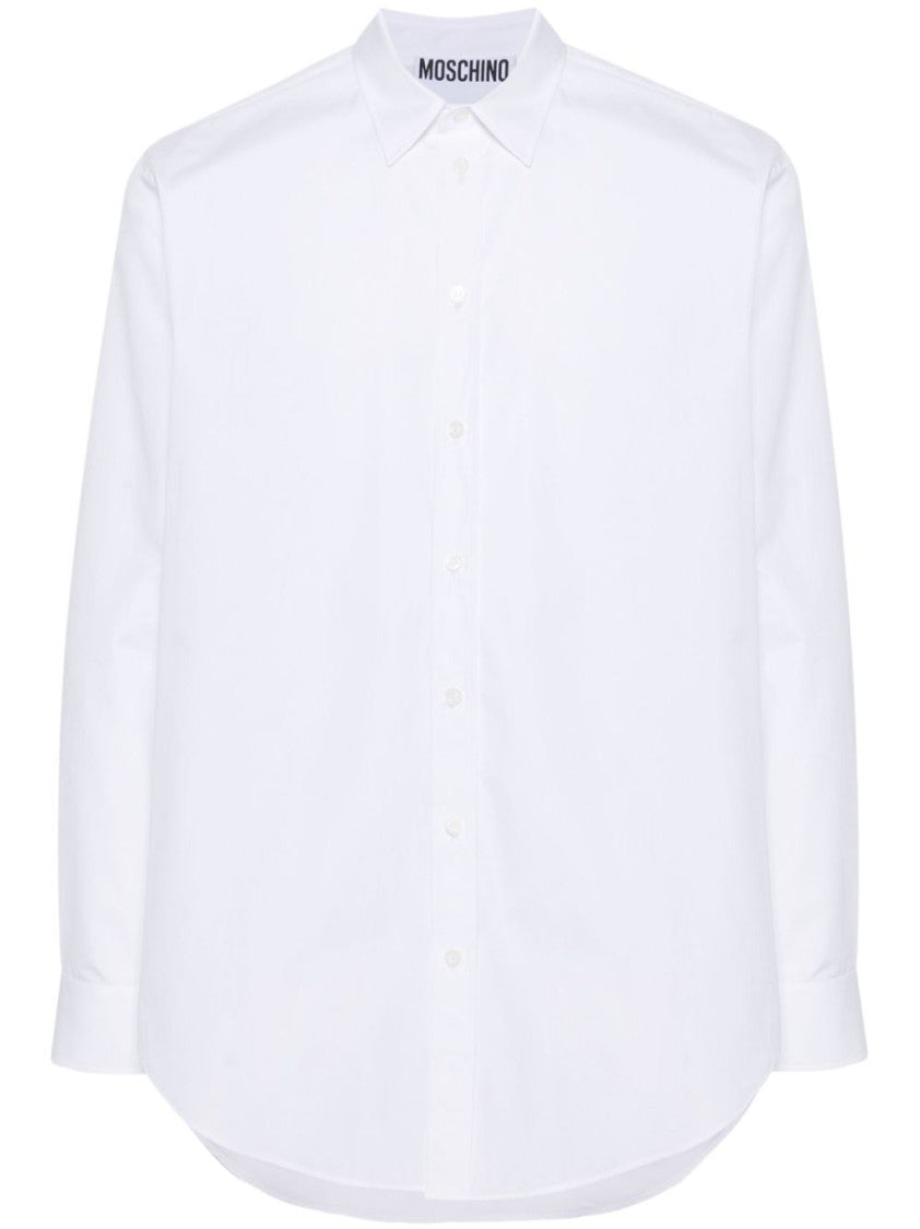 Moschino Optical White Cotton Poplin Shirt