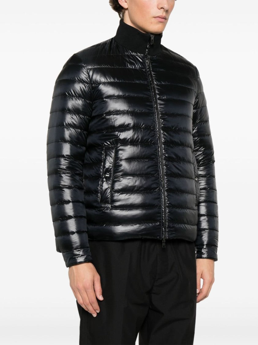 Herno Quilted Black Coat With High Collar