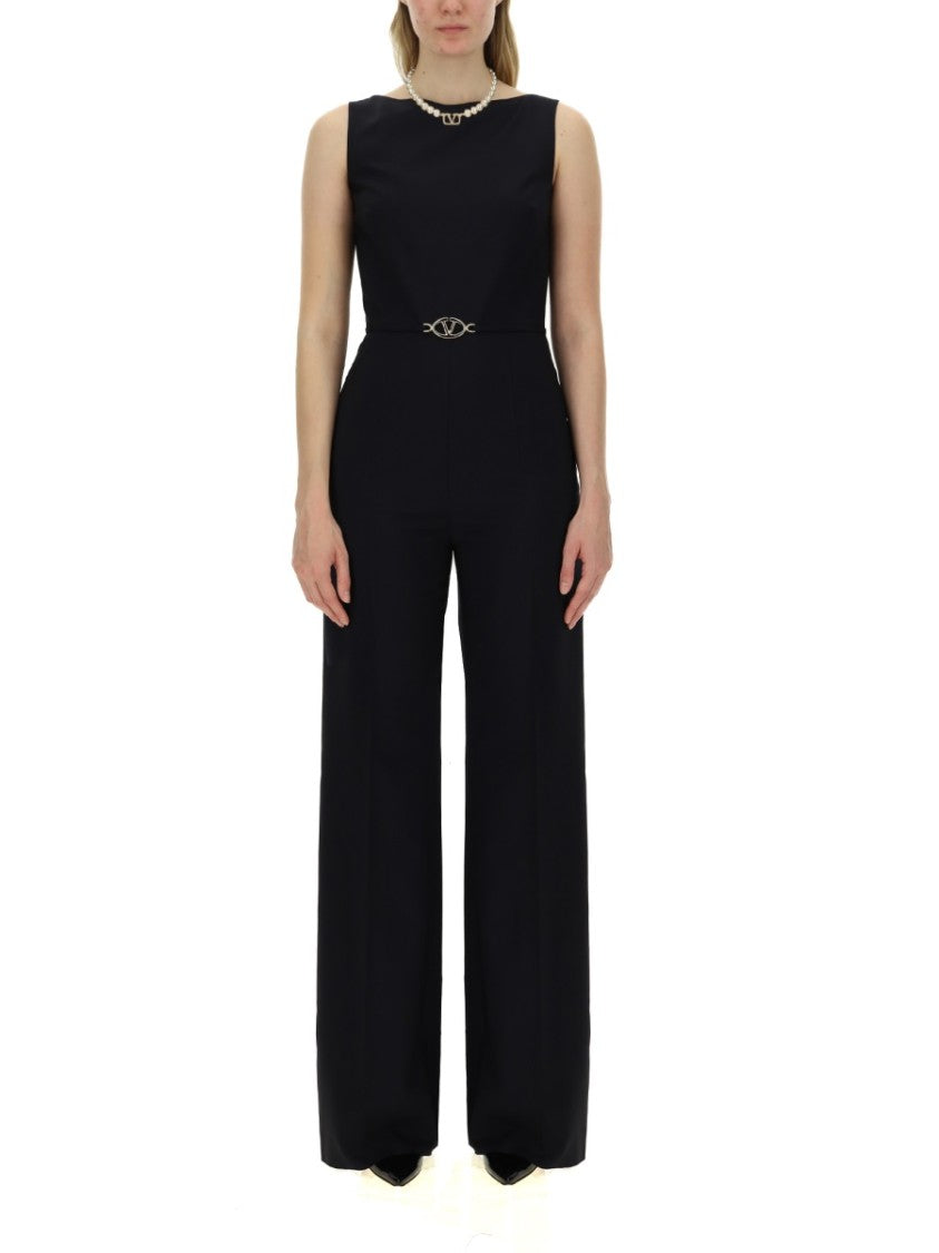 Valentino Jumpsuit With V Detail And Wide-Leg Silhouette