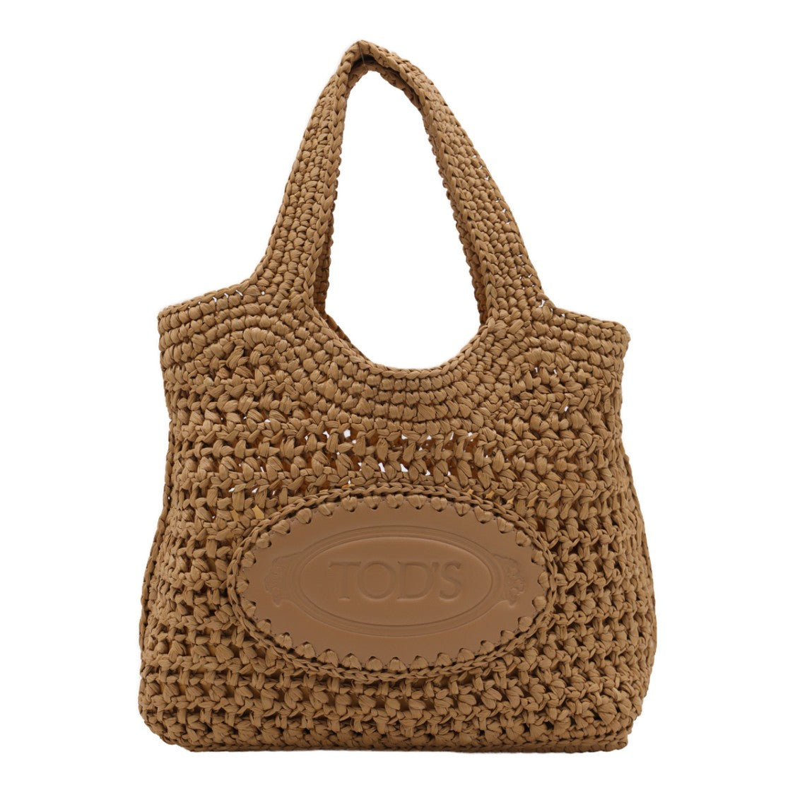 Tod's Natural Medium Tote Bag With Woven Crochet Texture