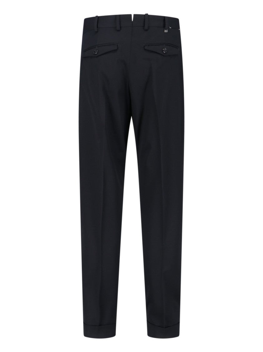 Pt Torino Mid-Rise Virgin Wool Trousers With Cuffed Hem