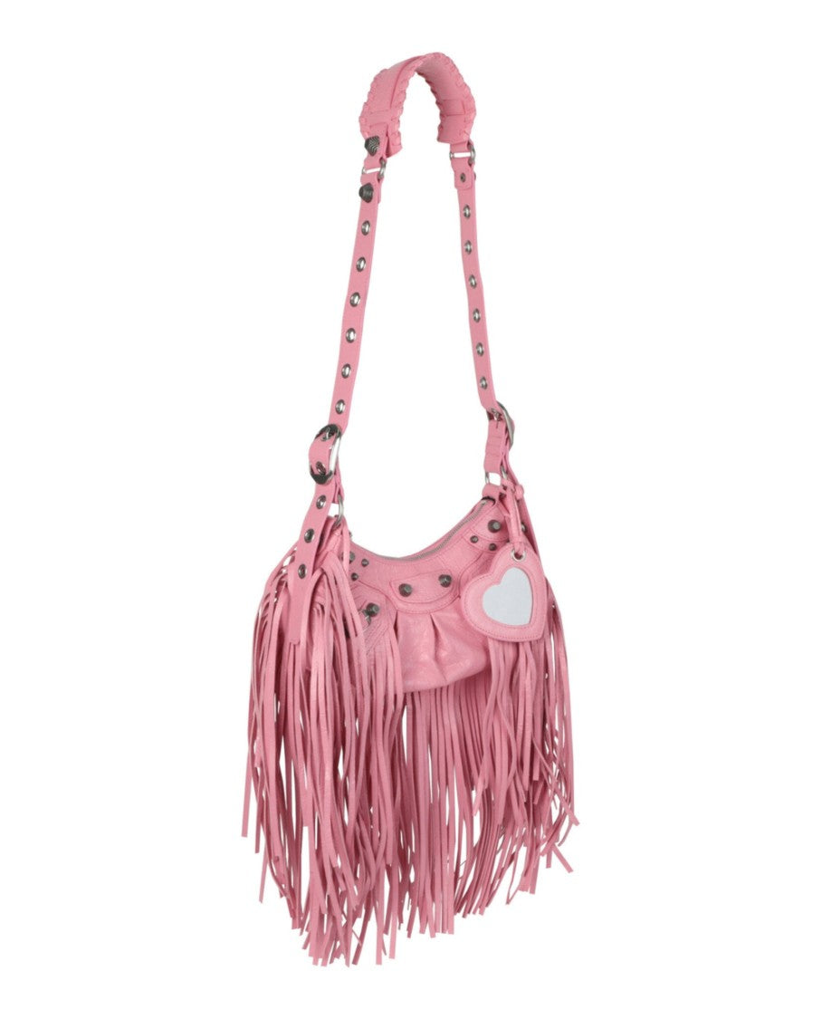Balenciaga Fringe-Detail Lambskin Leather Shoulder Bag