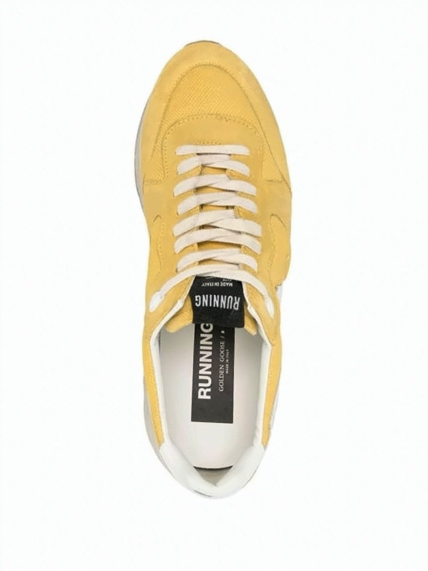Golden Goose Yellow Suede And Mesh Sneakers With Retro Charm