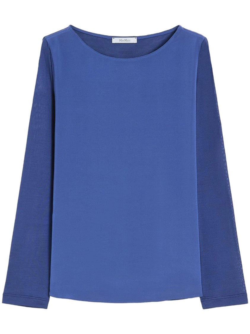 Max Mara Round Neck Silky Long-Sleeve Top