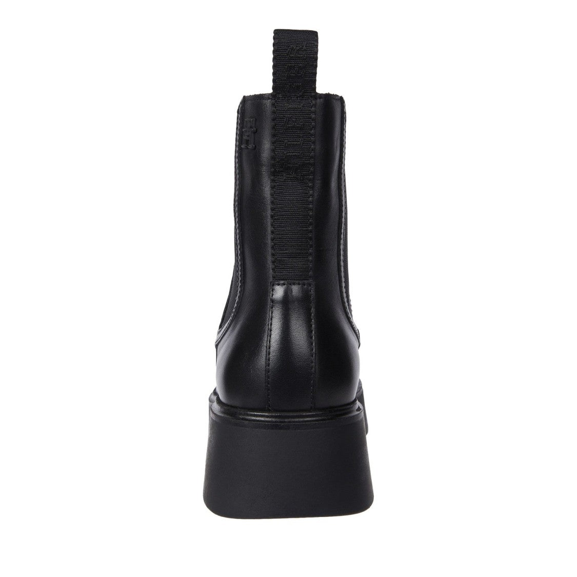 Tommy Hilfiger Black Sleek Elastic Panel Leather Chelsea Boots