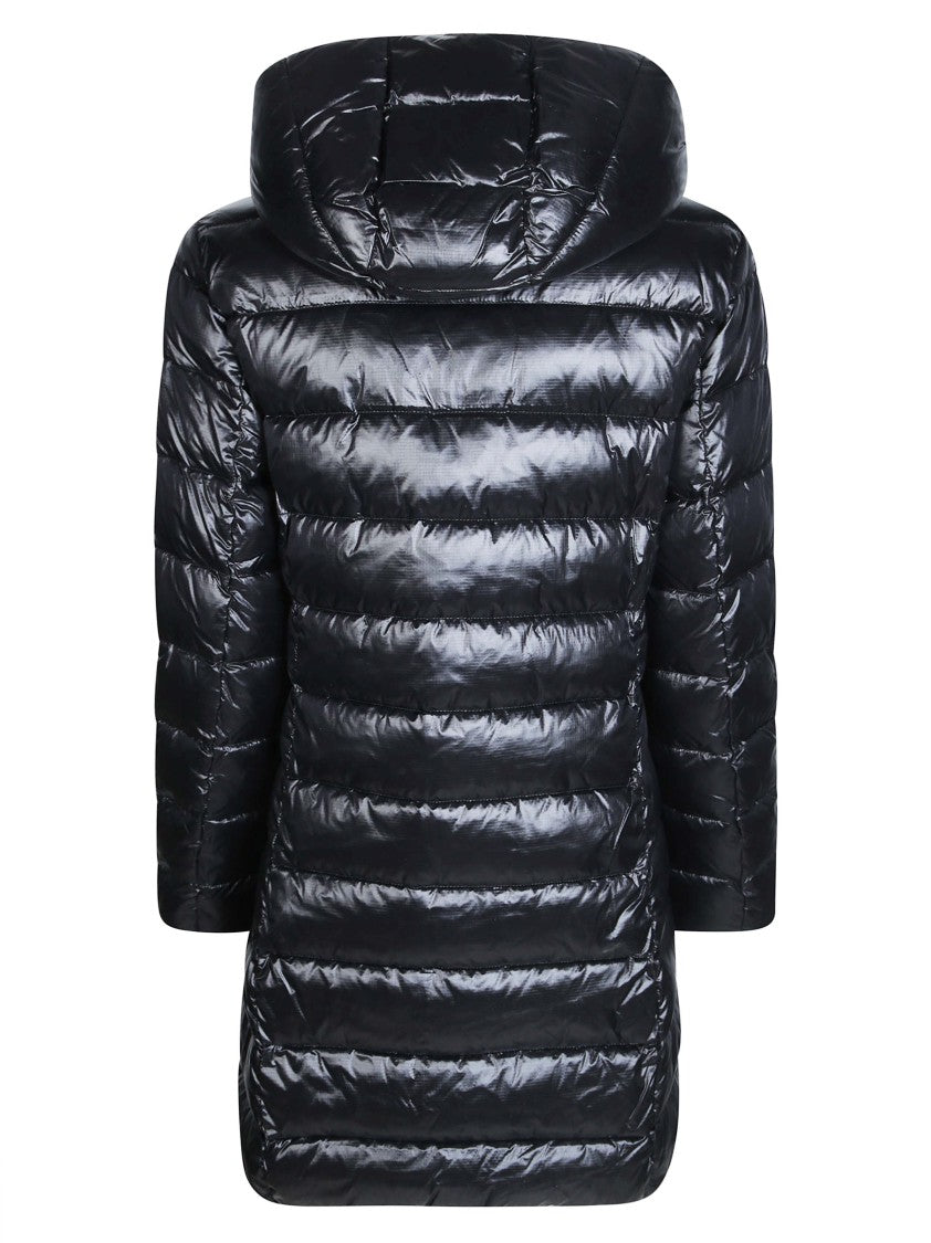Blauer Fitted Black Hooded Down Jacket