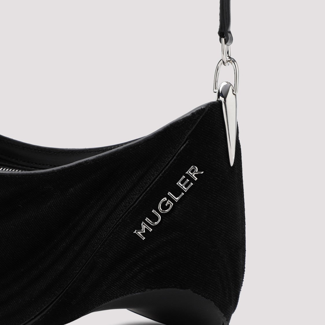 Mugler Black Cotton Curve Bag