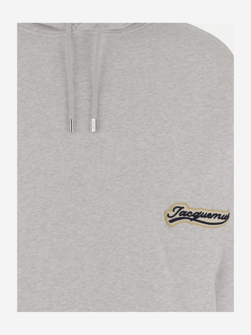 Jacquemus Drawstring Hood Cotton Sweatshirt With Varsity Patches