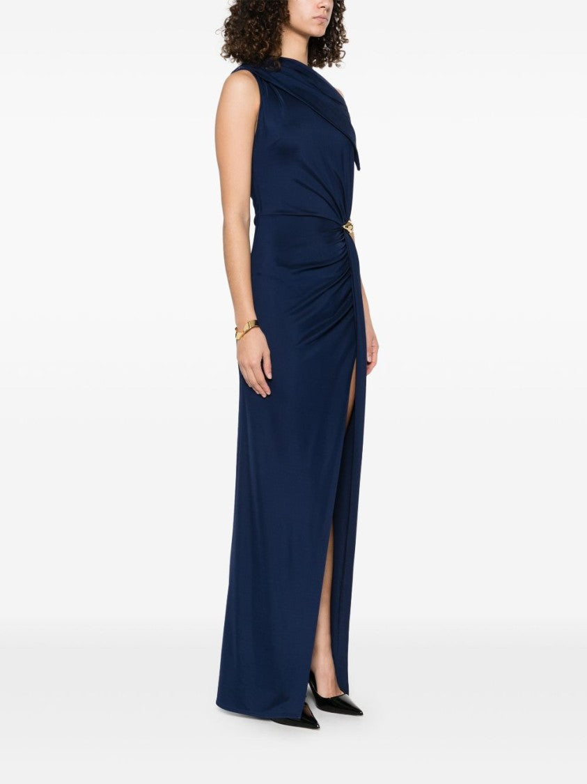 Elisabetta Franchi Draped One-Shoulder Dress With Side Slit