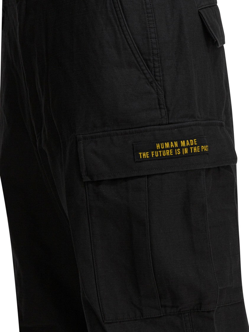 Human Made Relaxed Fit Cargo Trousers In Black Cotton