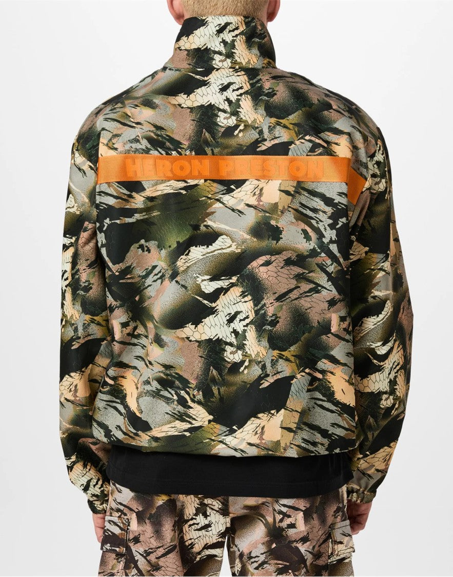 Heron Preston Nylon Camo Logo Tape Windbreaker Jacket