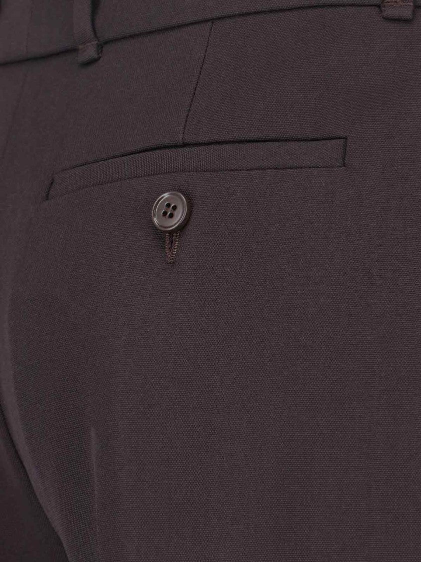 Alexander Mcqueen High-Waisted Brown Wool Trousers With Front Pleats