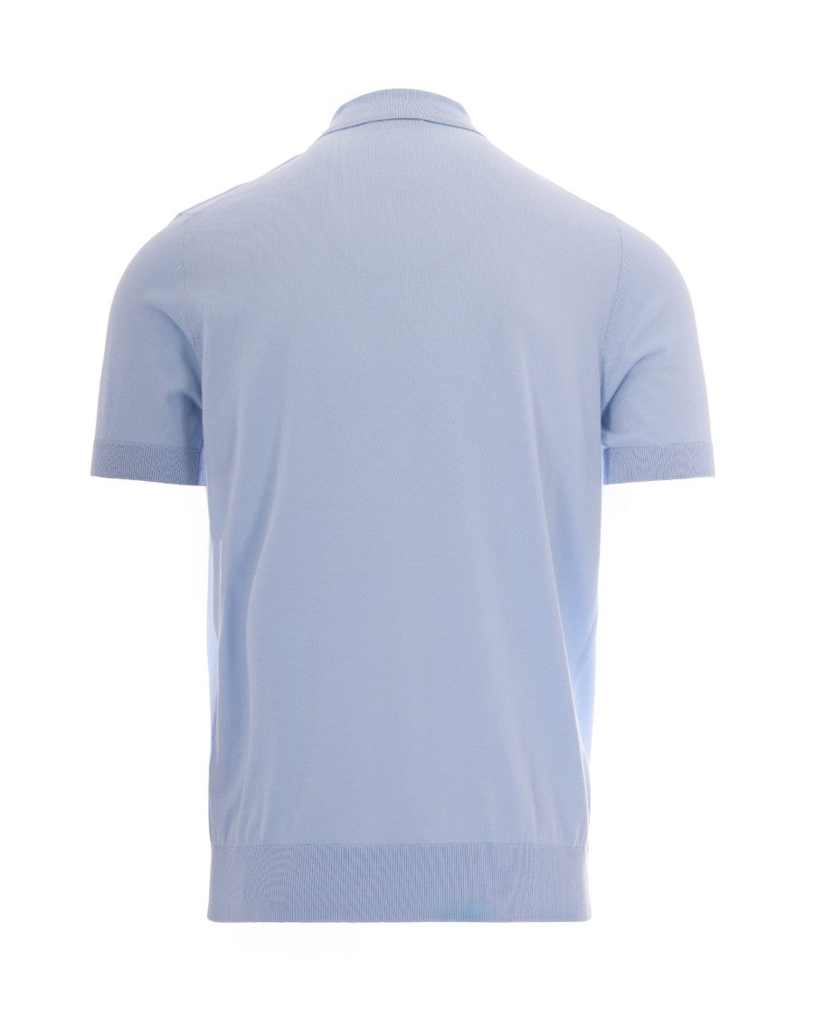 Paolo Pecora Light Blue Knit Polo Shirt