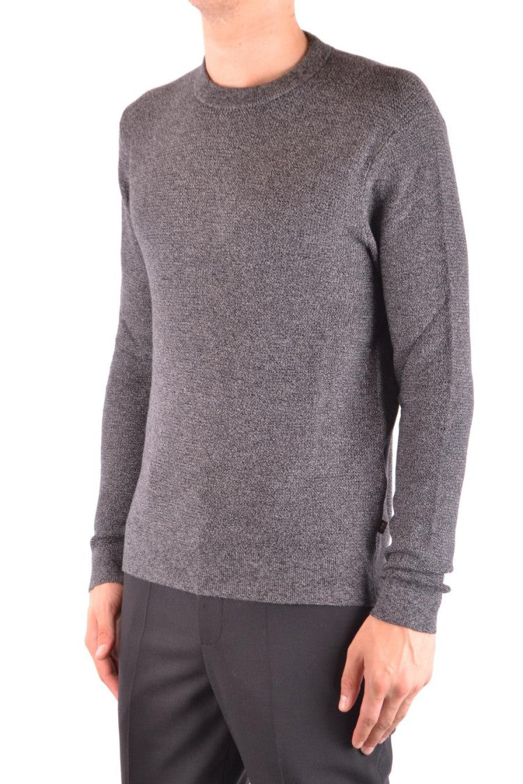 Michael Kors Textured Knit Grey Sweater With Ribbed