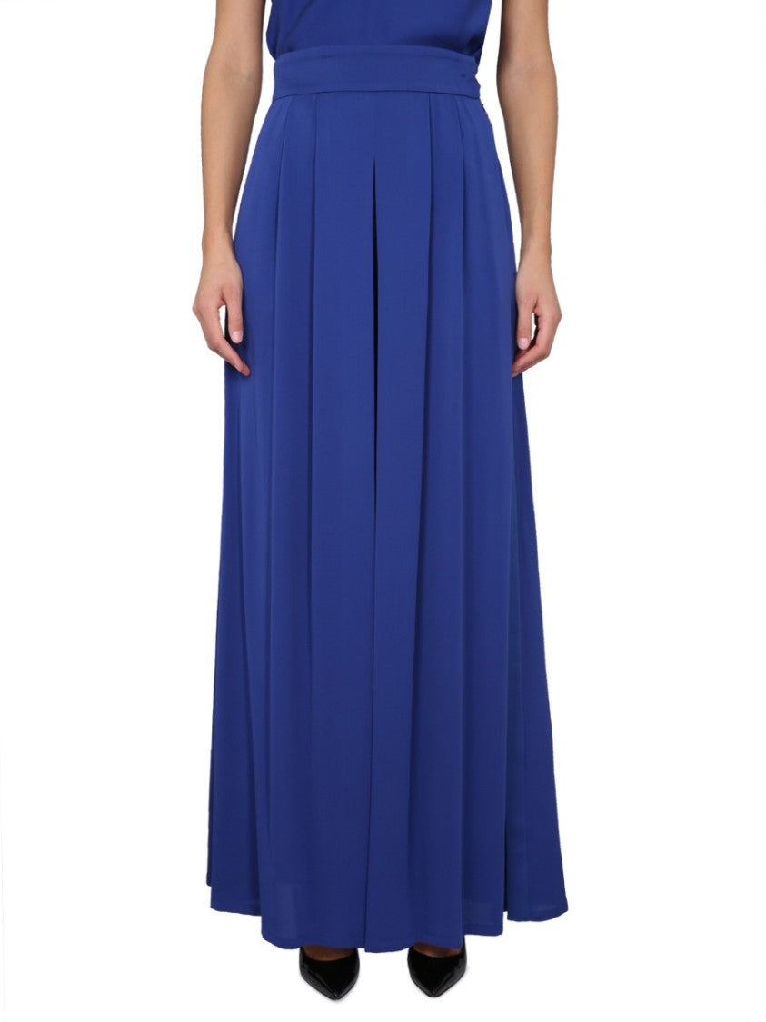 Max Mara Wide Silk Tuxedo Pants With Concealed Zipper Closure