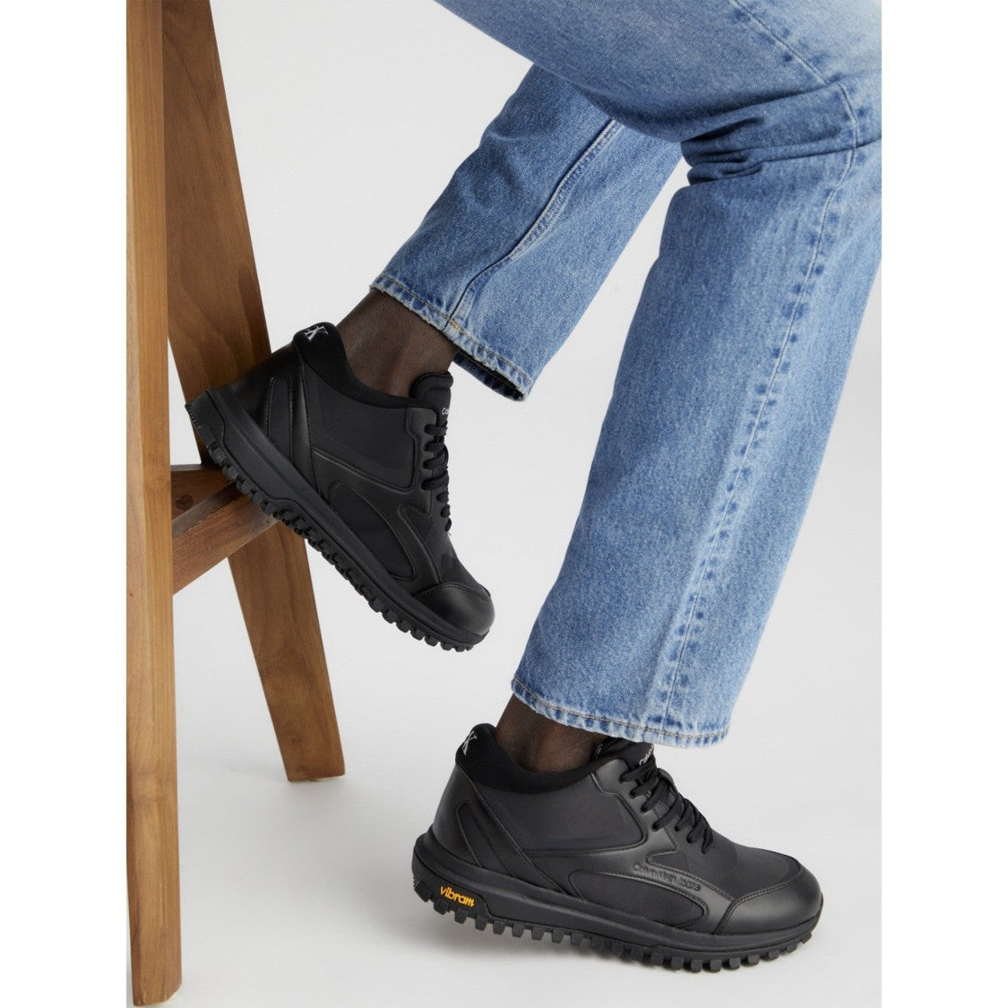 Calvin Klein Jeans Black Padded Collar Rugged Sole Sneakers