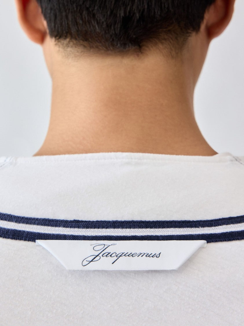 Jacquemus White Blue Stripes Cotton-Hemp Shirt