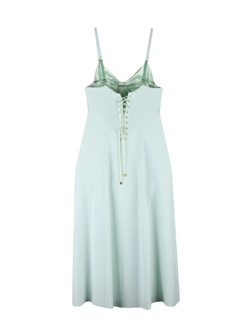 Elisabetta Franchi Mint Green Flared Bandeau Viscose-Blend Midi Dress