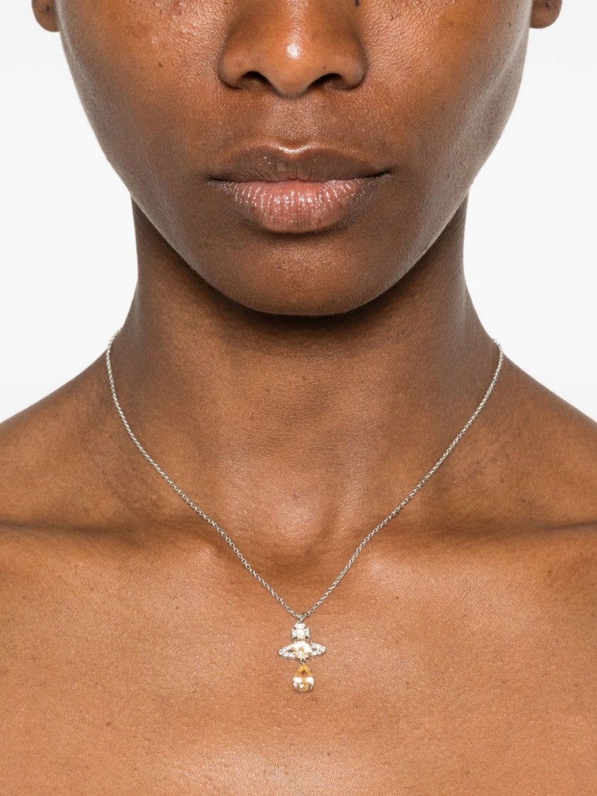 Vivienne Westwood Silver Chain Necklace With Stylized Orb Pendant