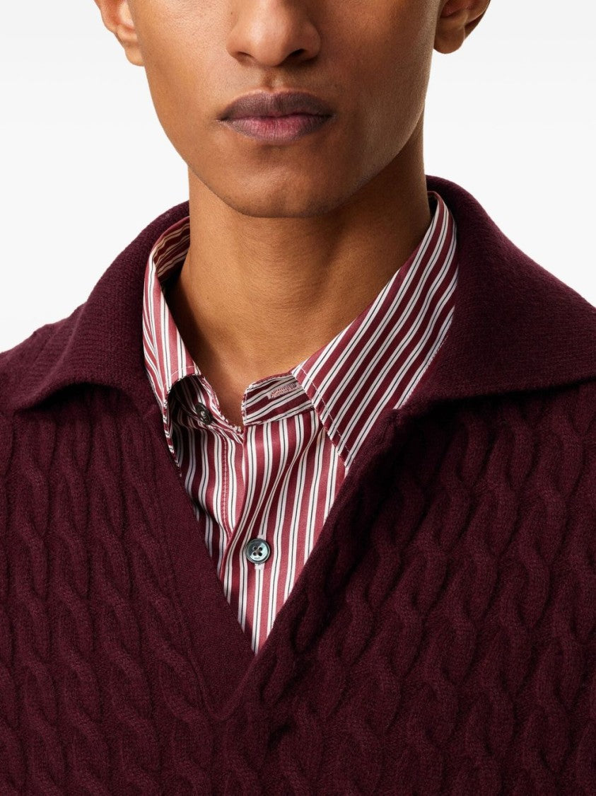 Ami Wool And Cashmere Long-Sleeve Polo Shirt