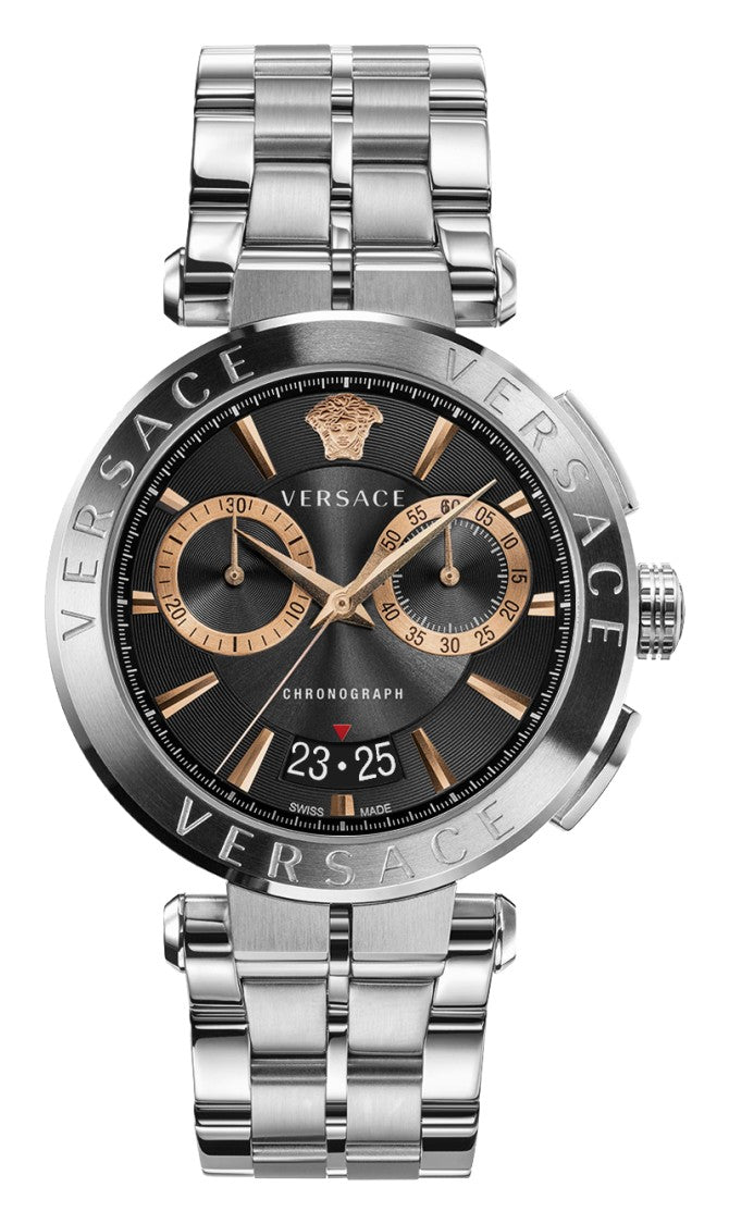 Versace Aion Chronograph Wristwatch With Black Dial And Sapphire Crystal