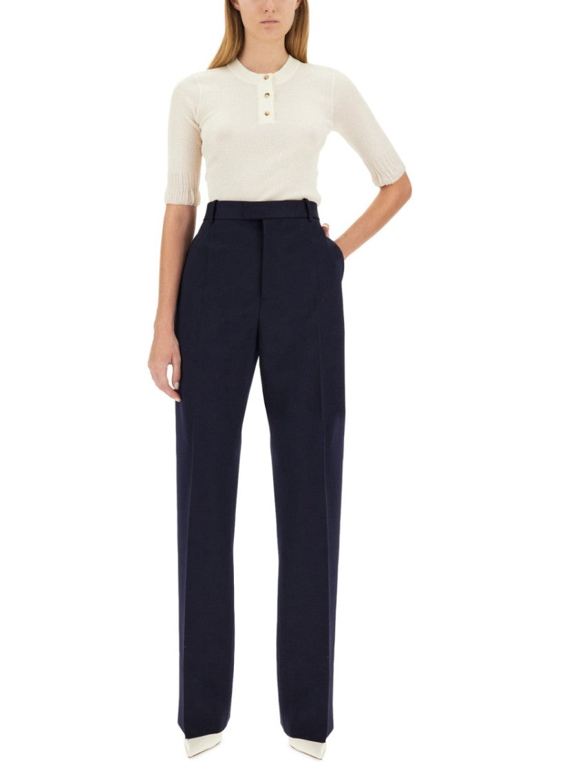 Bottega Veneta Regular Fit Wool Tailored Pants With Refined Silhouette
